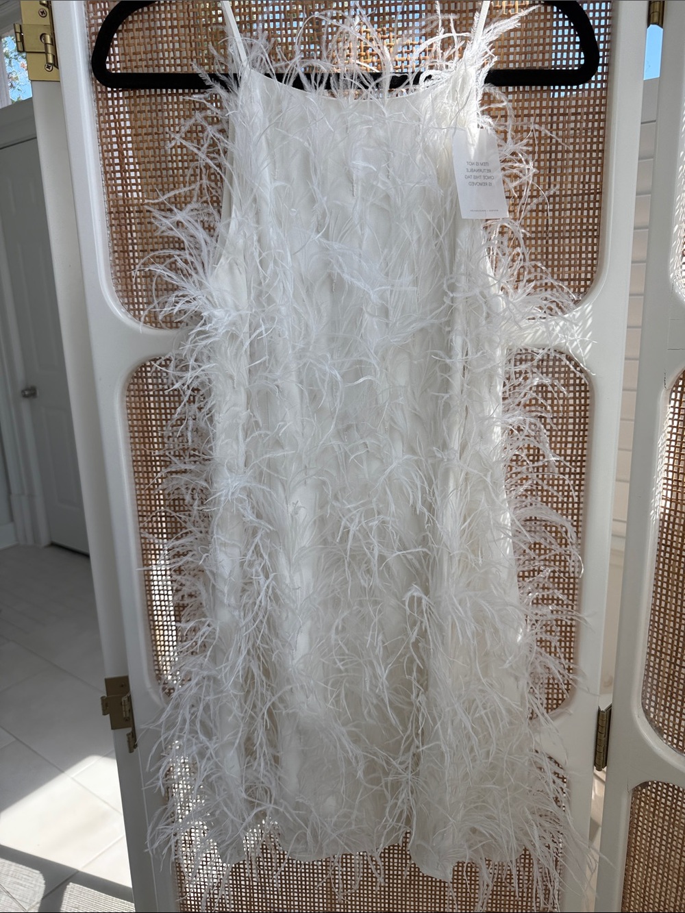 Cult Gaia White Feather Mini Dress